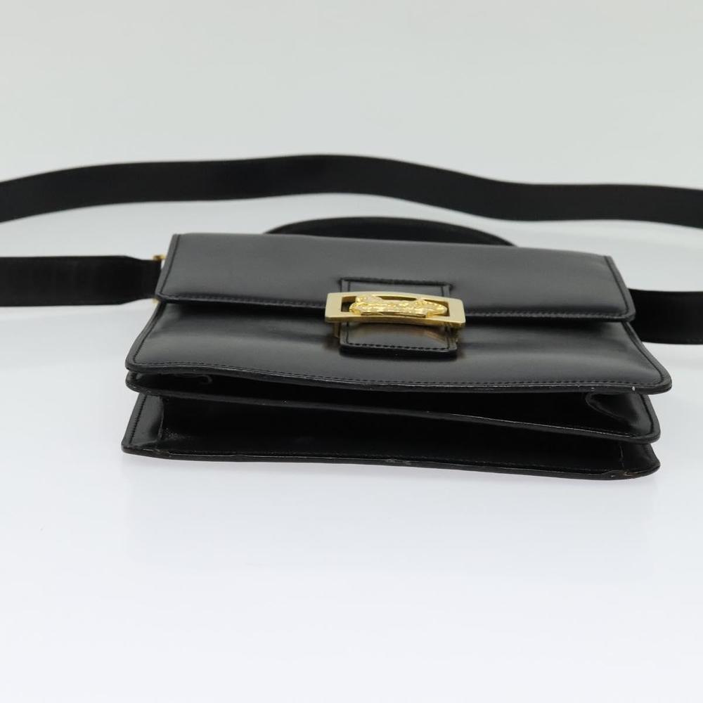 CELINE Hand Bag Leather 2way Black Gold Auth sw1250 - Picture 5 of 16